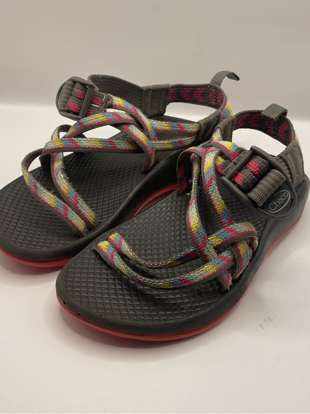 Chaco Gray Sandals with Multicolor Straps